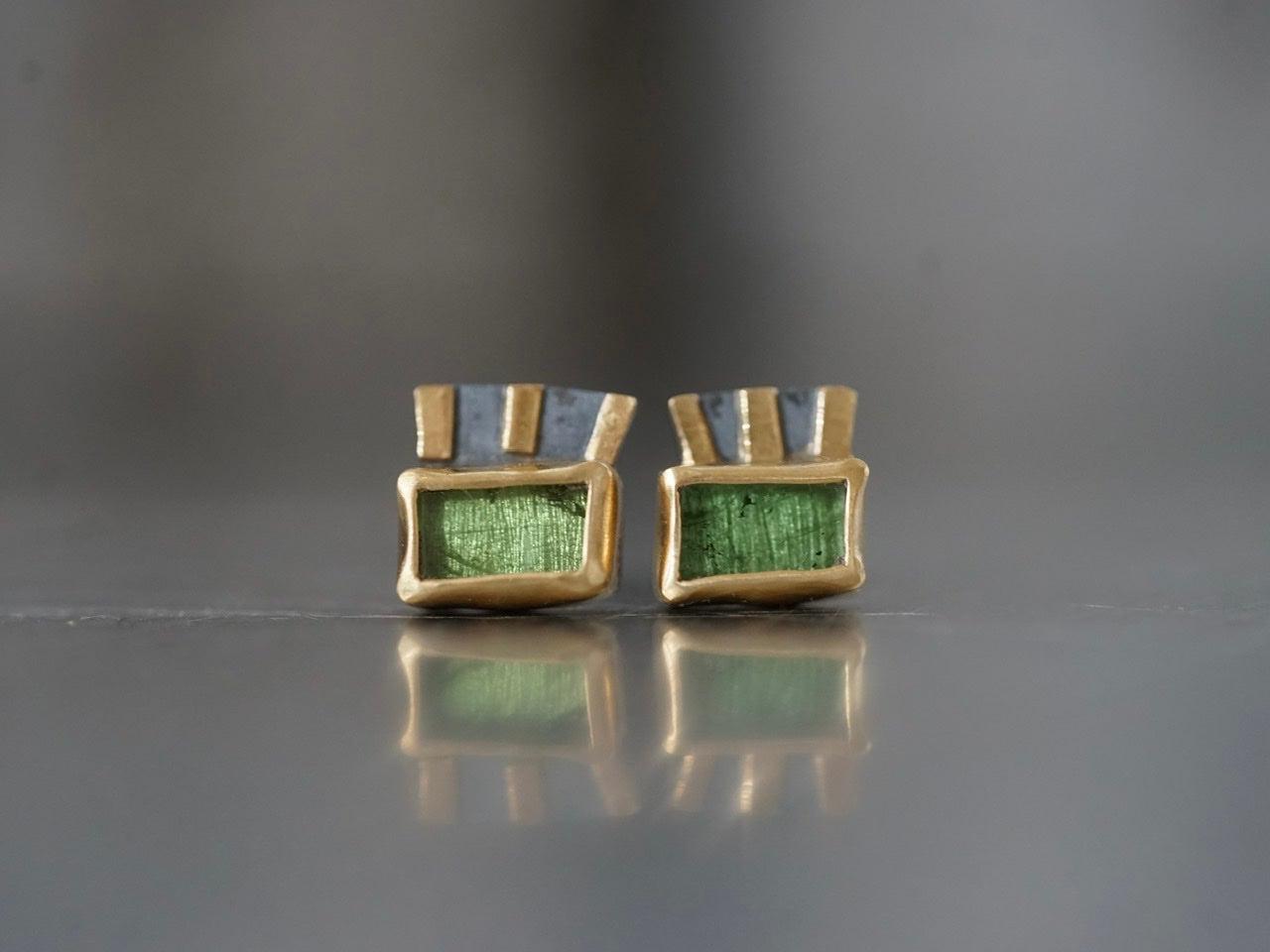 Green tourmaline and 22k gold earrings