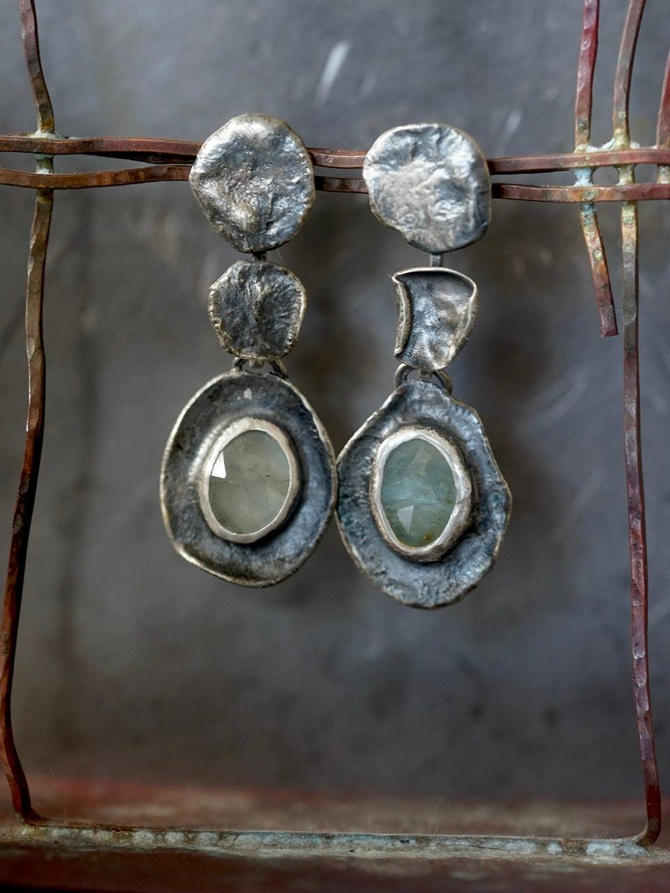 Melted series, aquamarine earrings