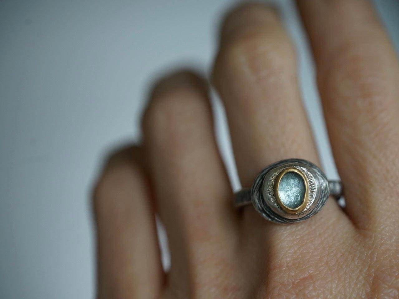 Aquamarine pebble ring US size 7.25