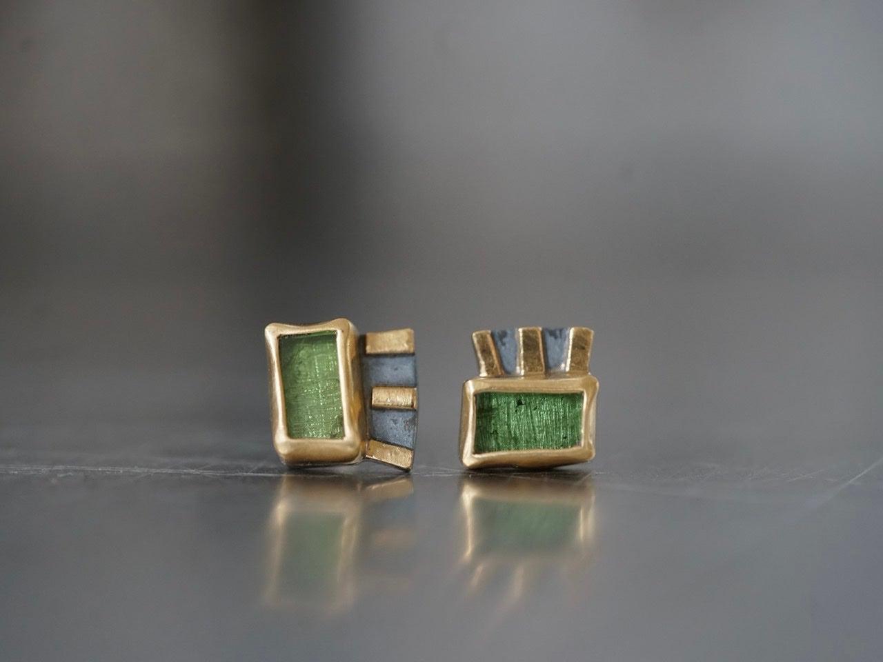 Green tourmaline and 22k gold earrings