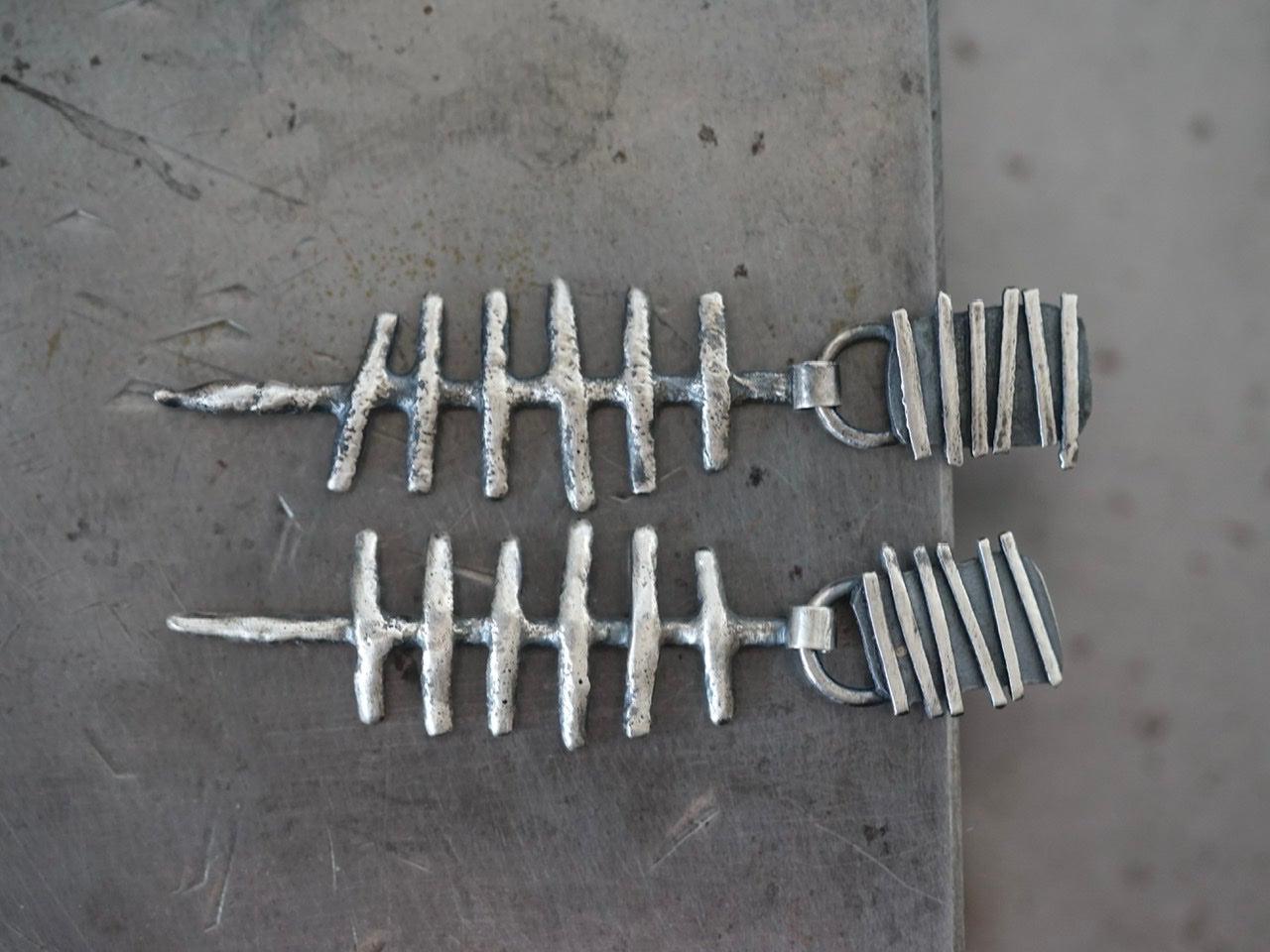 Remnants/ withered series, large skeletal sterling silver earrings