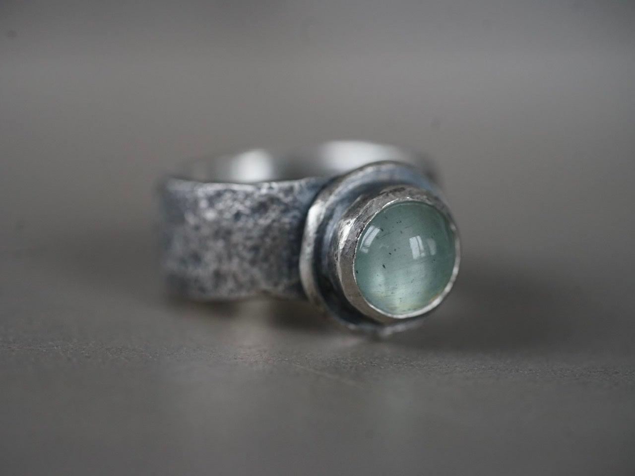 Brutalist aquamarine ring size 6.75