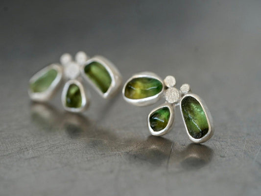Green botanical tourmaline earrings