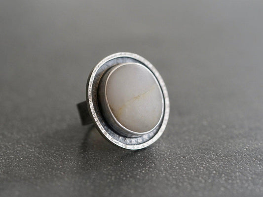 Large textured sterling silver and pebble statement ring ring, size 6.5