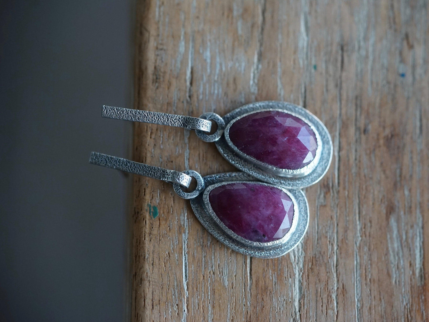 Red sapphire earrings