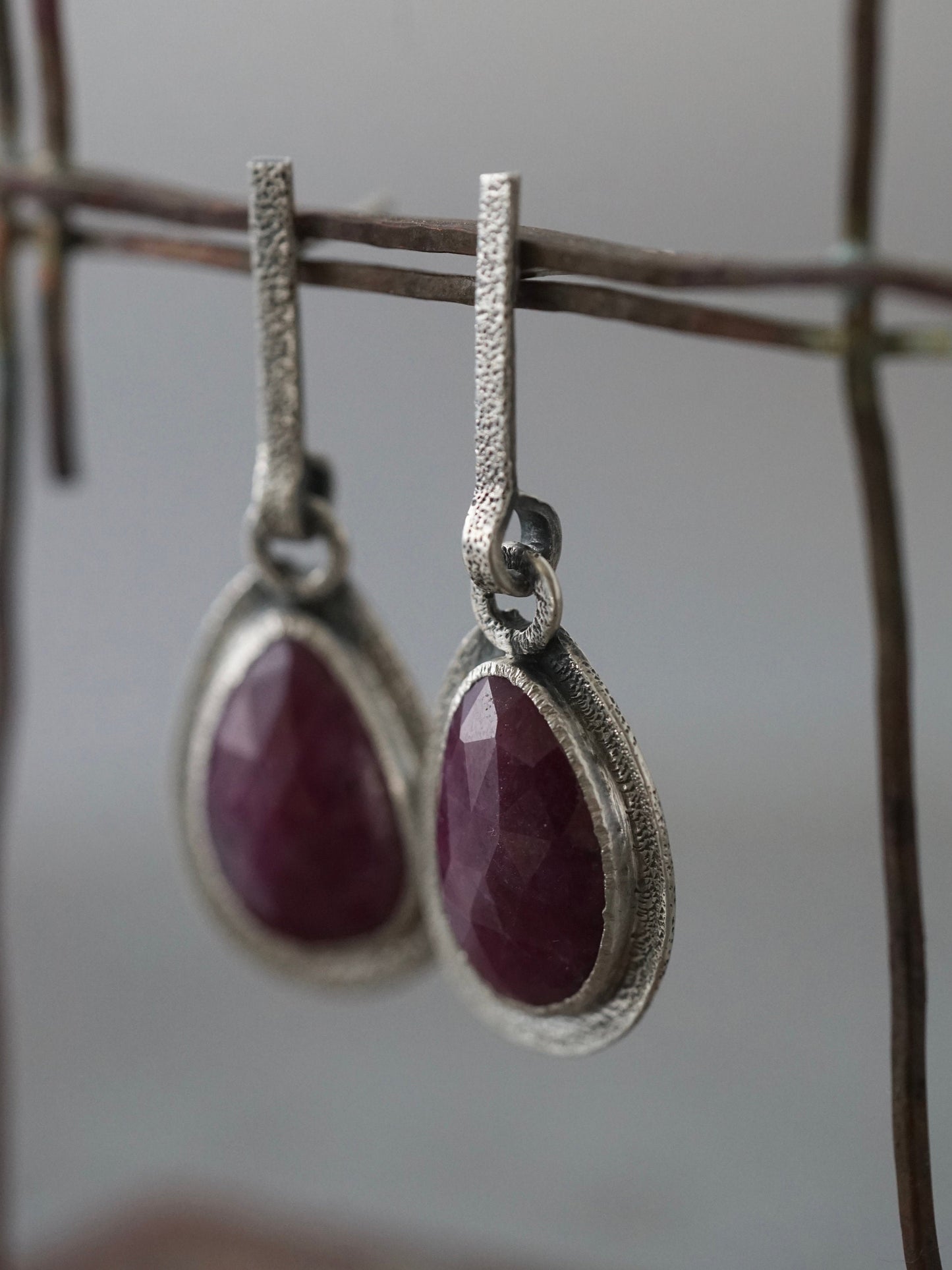 Red sapphire earrings