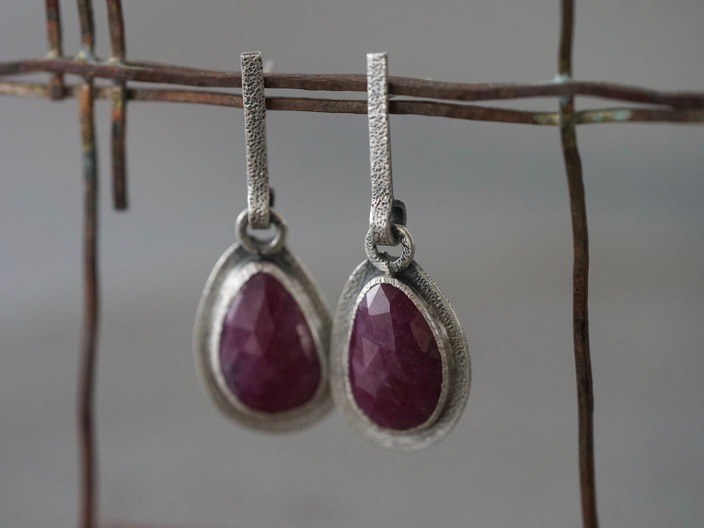 Red sapphire earrings