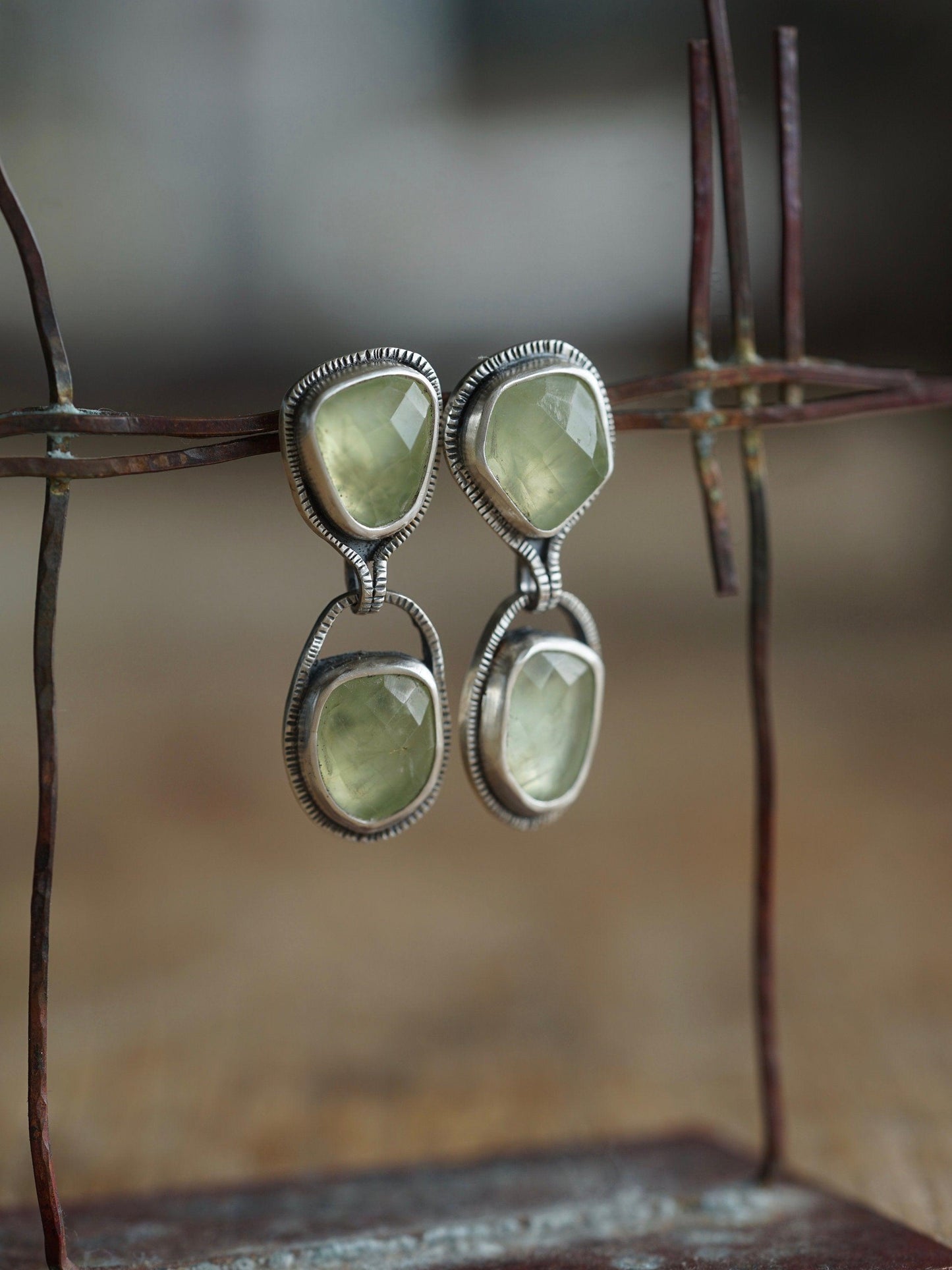 Prehnite drop earrings