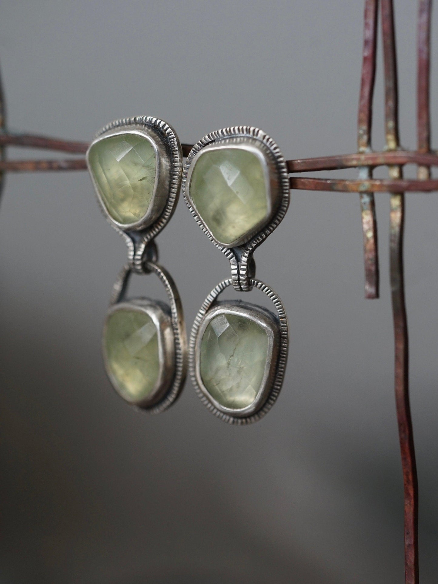 Prehnite drop earrings