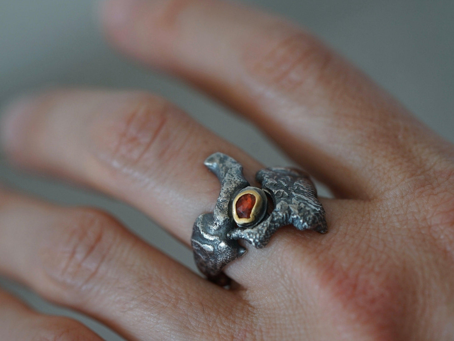 Dragon eye ring, red spinel and 22k gold, size 6.75