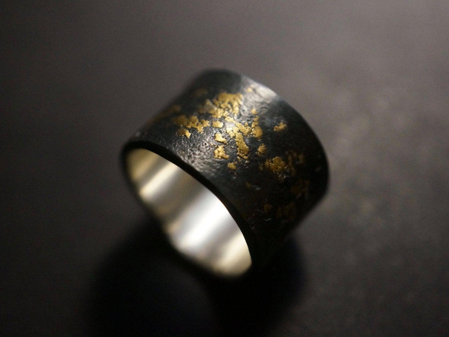 Gold on Black Ring, size 6.5