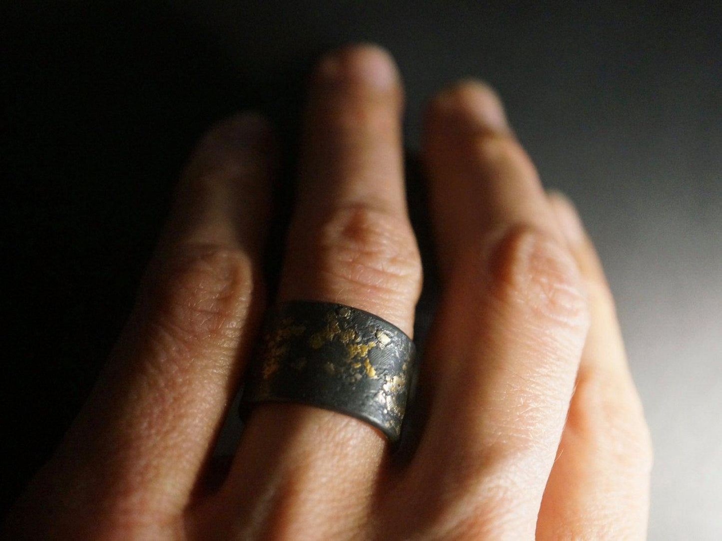 Gold on Black Ring, size 6.5